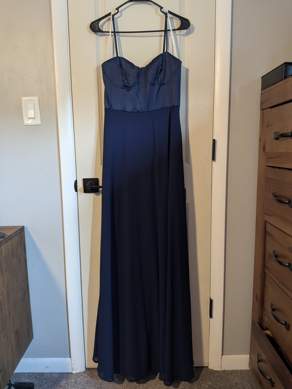 Navy Blue Spaghetti Strap Maxi Dress